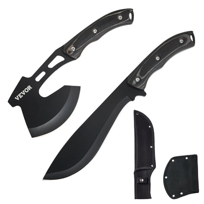 Hunting Knife and Hatchet Axe Combo Set Sheath Fixed Blade Knife Camping