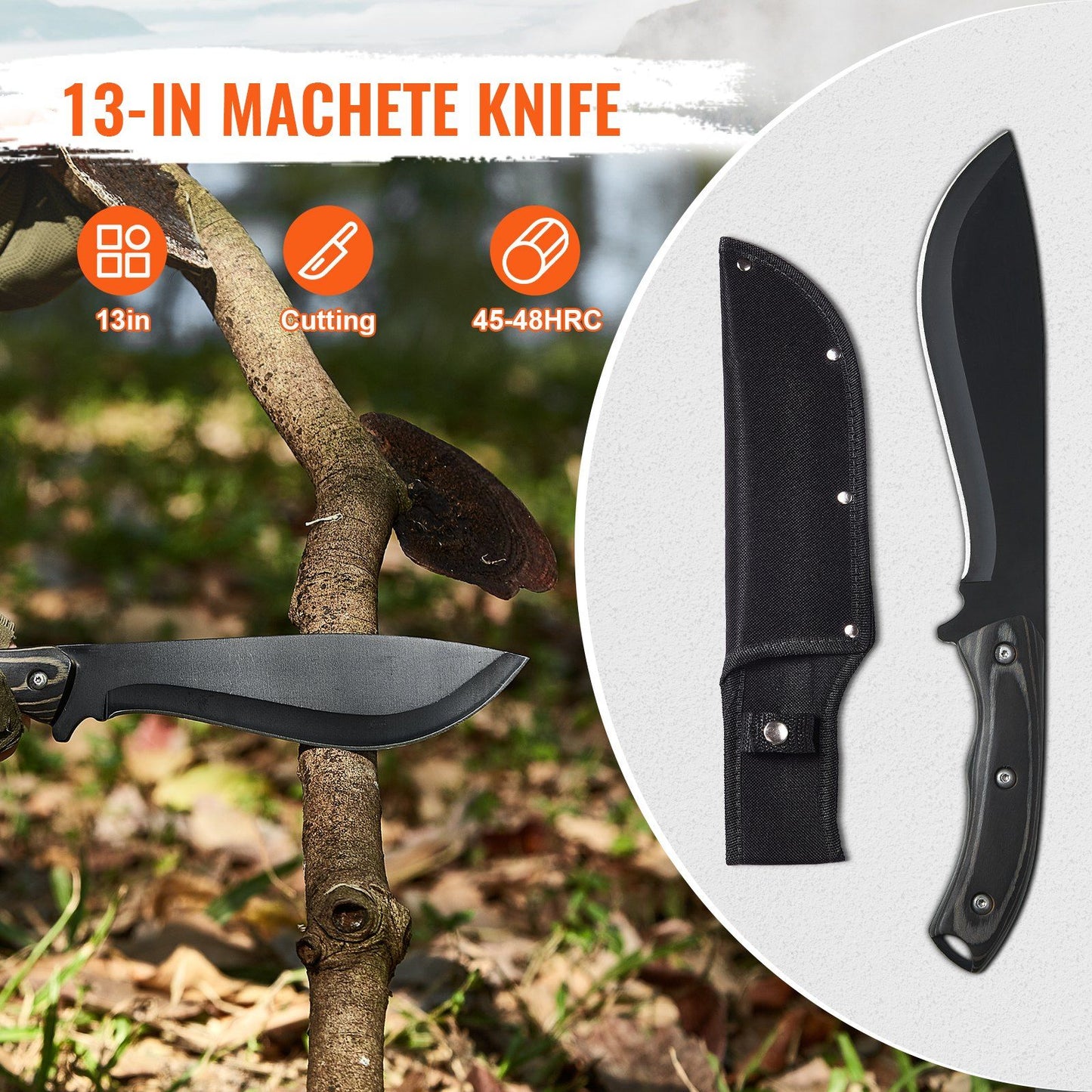 Hunting Knife and Hatchet Axe Combo Set Sheath Fixed Blade Knife Camping